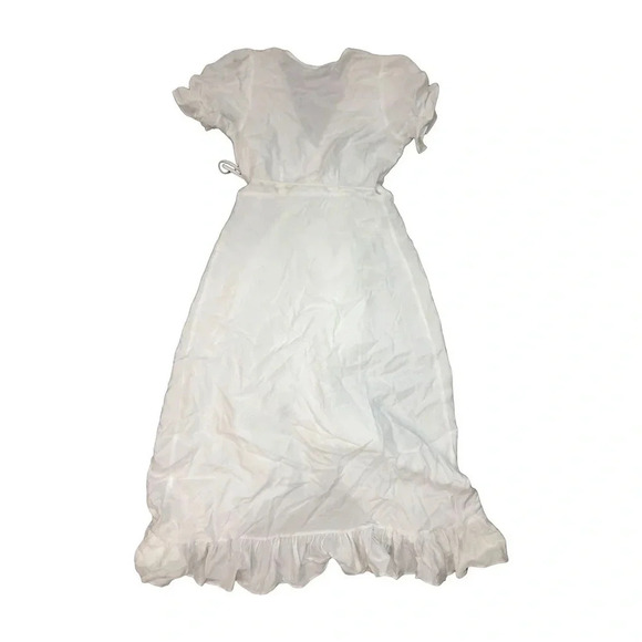 En Saison Nala Ruffled Wrap Midi Dress | White  | Size M Costal Cowgirl Beach - Picture 4 of 10
